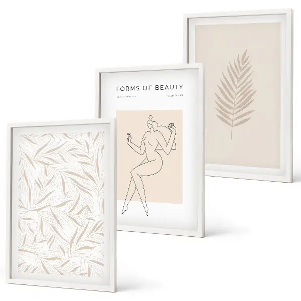 Set de tablouri pentru dormitor cu motive botanice minimaliste