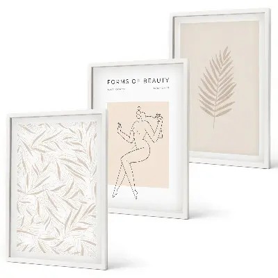 Set de tablouri pentru dormitor cu motive botanice minimaliste