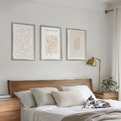 Set de tablouri pentru dormitor cu motive botanice minimaliste