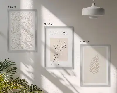 Set de tablouri pentru dormitor cu motive botanice minimaliste