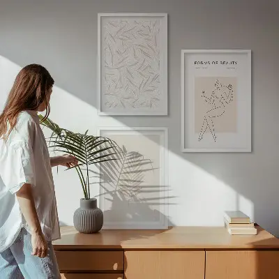 Set de tablouri pentru dormitor cu motive botanice minimaliste