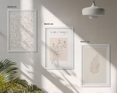 Set de tablouri pentru dormitor cu motive botanice minimaliste
