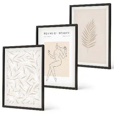 Set de tablouri pentru dormitor cu motive botanice minimaliste