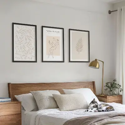 Set de tablouri pentru dormitor cu motive botanice minimaliste