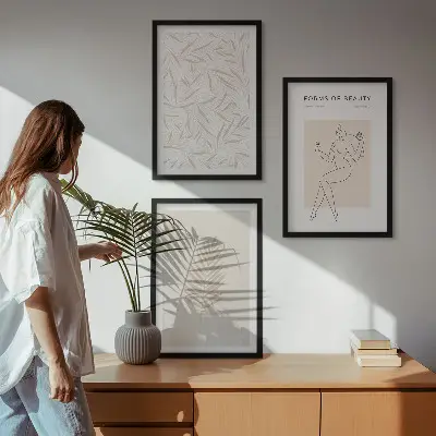 Set de tablouri pentru dormitor cu motive botanice minimaliste