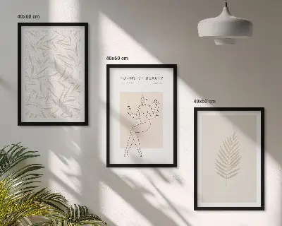 Set de tablouri pentru dormitor cu motive botanice minimaliste