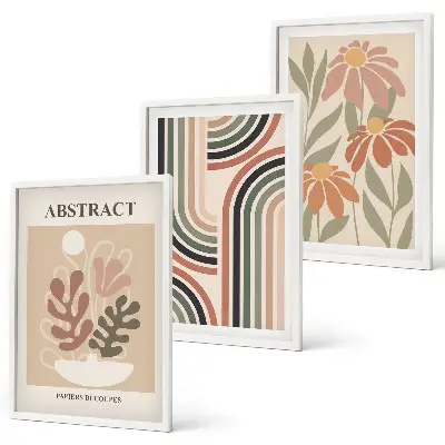 Set tablouri decorative plante abstracte în culori pastel