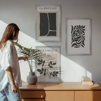 Set tablouri pentru dormitor cu modele abstracte de plante