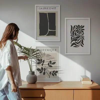 Set tablouri pentru dormitor cu modele abstracte de plante
