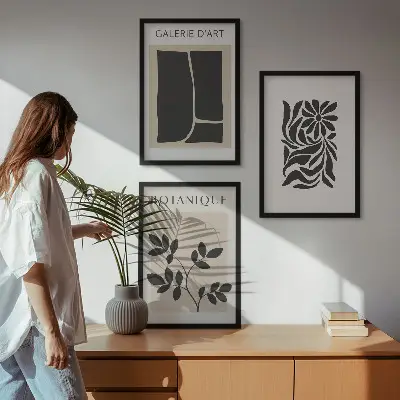 Set tablouri pentru dormitor cu modele abstracte de plante