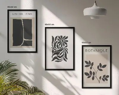 Set tablouri pentru dormitor cu modele abstracte de plante