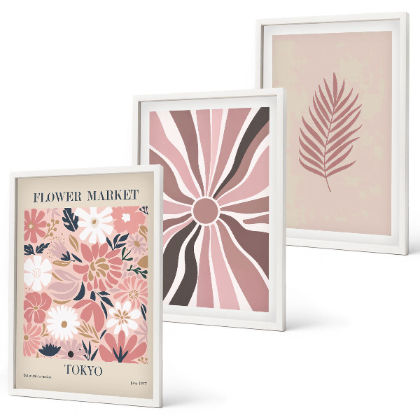 Set tablouri decorative Modele și geometrie a frunzelor florale