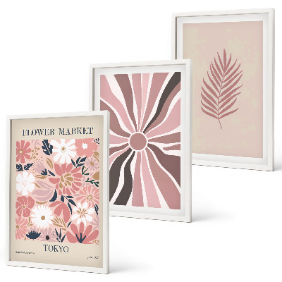 Set tablouri decorative Modele și geometrie a frunzelor florale