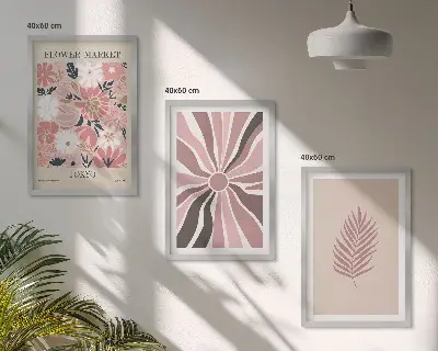 Set tablouri decorative cu modele geometrice și frunze florale