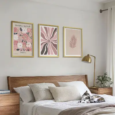Set tablouri decorative cu modele geometrice și frunze florale