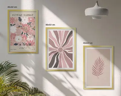 Set tablouri decorative cu modele geometrice și frunze florale