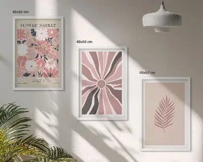 Set tablouri decorative cu modele geometrice și frunze florale