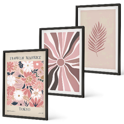 Set tablouri decorative Modele și geometrie a frunzelor florale
