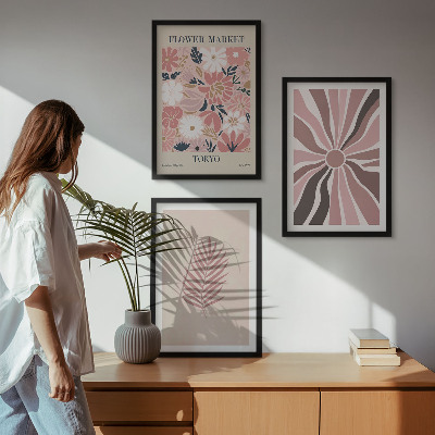 Set tablouri decorative Modele și geometrie a frunzelor florale
