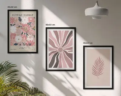 Set tablouri decorative cu modele geometrice și frunze florale