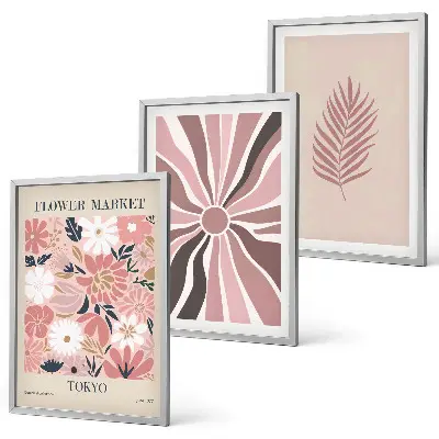 Set tablouri decorative cu modele geometrice și frunze florale