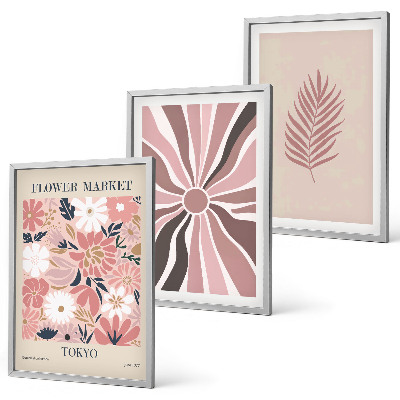 Set tablouri decorative Modele și geometrie a frunzelor florale