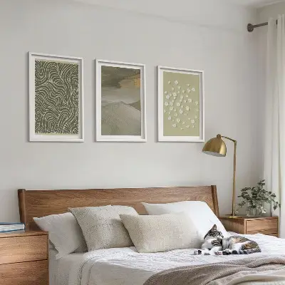 Set tablouri pentru dormitor cu modele florale abstracte ondulate