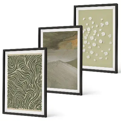 Set tablouri pentru dormitor cu modele florale abstracte ondulate