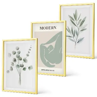 Set de tablouri decorative cu motive vegetale în nuanțe de verde