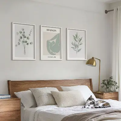 Set de tablouri decorative cu motive vegetale în nuanțe de verde