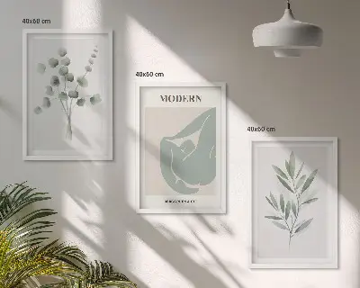 Set de tablouri decorative cu motive vegetale în nuanțe de verde