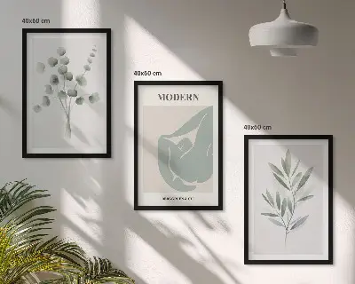 Set de tablouri decorative cu motive vegetale în nuanțe de verde