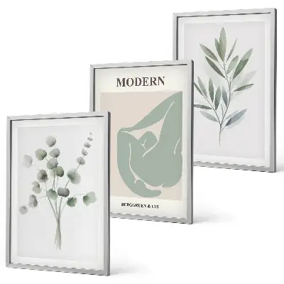 Set de tablouri decorative cu motive vegetale în nuanțe de verde