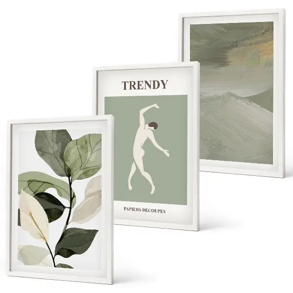 Set de tablouri pentru dormitor cu modele abstracte de siluete de plante