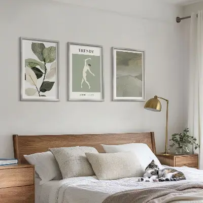 Set de tablouri pentru dormitor cu modele abstracte de siluete de plante