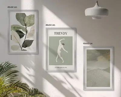 Set de tablouri pentru dormitor cu modele abstracte de siluete de plante