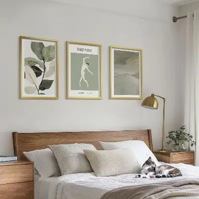 Set de tablouri pentru dormitor cu modele abstracte de siluete de plante