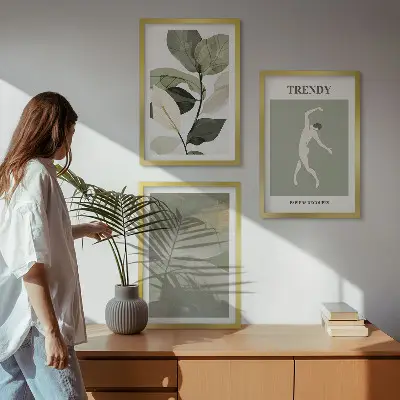 Set de tablouri pentru dormitor cu modele abstracte de siluete de plante