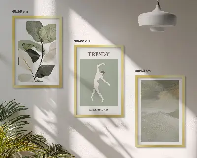 Set de tablouri pentru dormitor cu modele abstracte de siluete de plante