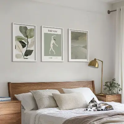 Set de tablouri pentru dormitor cu modele abstracte de siluete de plante