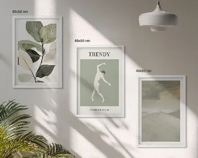 Set de tablouri pentru dormitor cu modele abstracte de siluete de plante