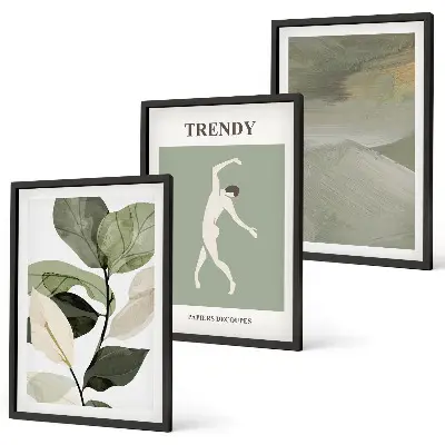 Set de tablouri pentru dormitor cu modele abstracte de siluete de plante
