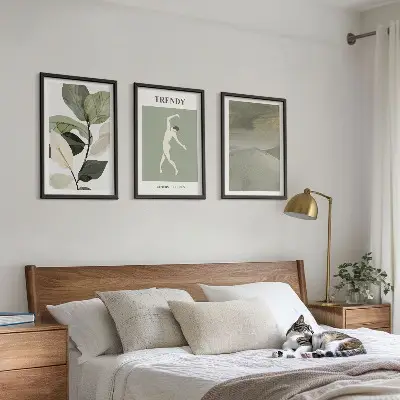 Set de tablouri pentru dormitor cu modele abstracte de siluete de plante