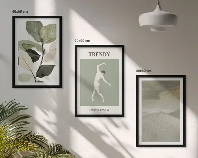 Set de tablouri pentru dormitor cu modele abstracte de siluete de plante