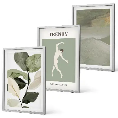 Set de tablouri pentru dormitor cu modele abstracte de siluete de plante