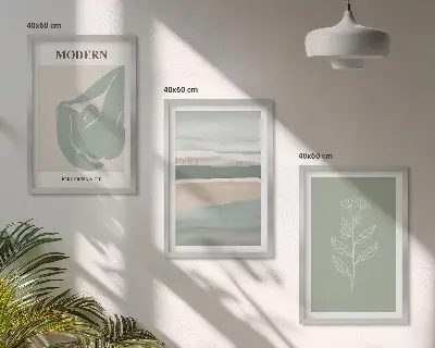 Set de tablouri pentru dormitor cu forme abstracte de plante în nuanțe pastelate