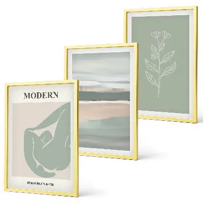 Set de tablouri pentru dormitor cu forme abstracte de plante în nuanțe pastelate
