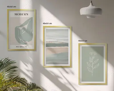 Set de tablouri pentru dormitor cu forme abstracte de plante în nuanțe pastelate