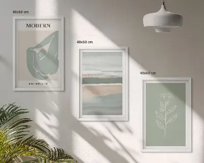 Set de tablouri pentru dormitor cu forme abstracte de plante în nuanțe pastelate