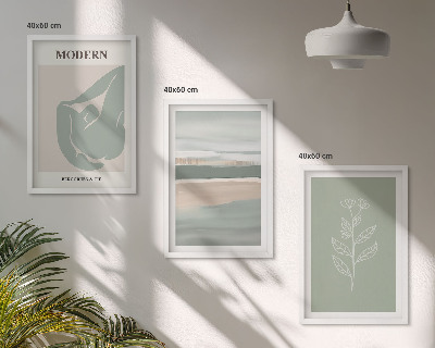 Set tablouri pentru dormitor Forme abstracte de plante pastelate
